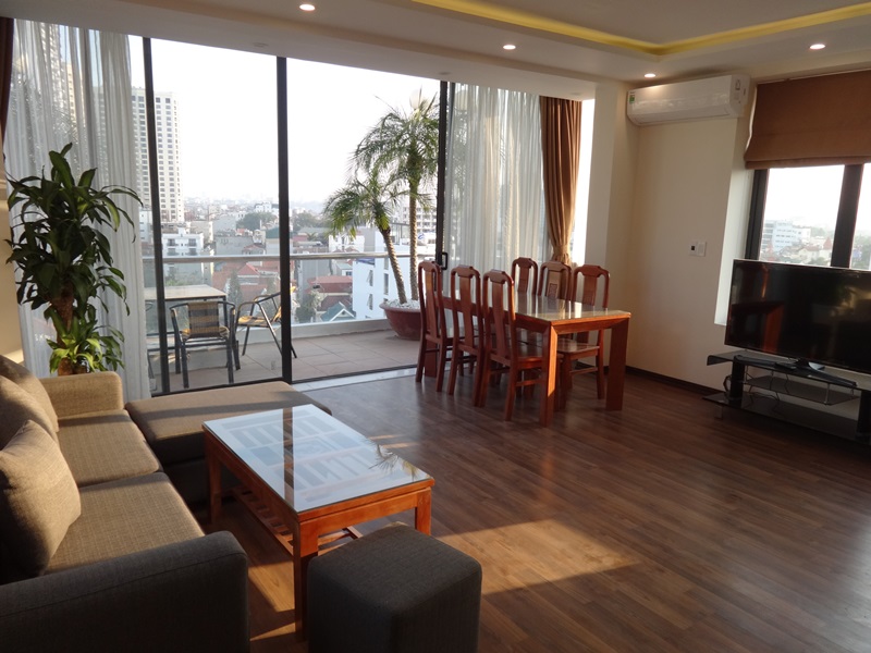 Big balcony serviced apartment with 02 bedroom for rent in To Ngoc Van, Tay Ho