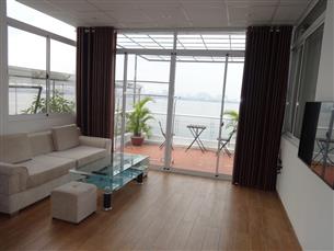 Lake view, big balcony 01 bedroom apartment for rent in Yen Phu, Tay Ho