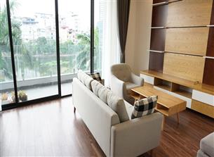 Lake view, big balcony serviced apartment for rent with 02 bedrooms in Truc Bach, Ba Dinh