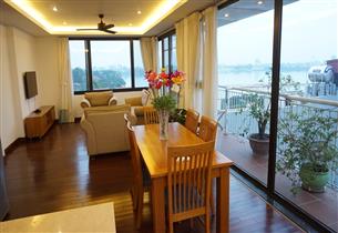 Big bancony, Lake view serviced apartment for rent with 03 bedroom in Dang Thai Mai,Tay Ho